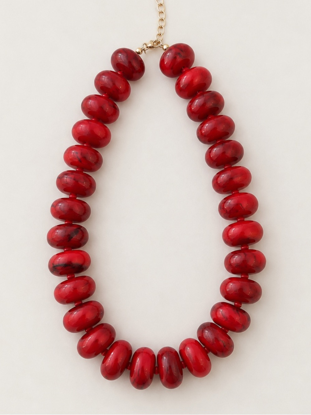 New! Red Marbled Beaded Dopamine Necklace NWOT 5049